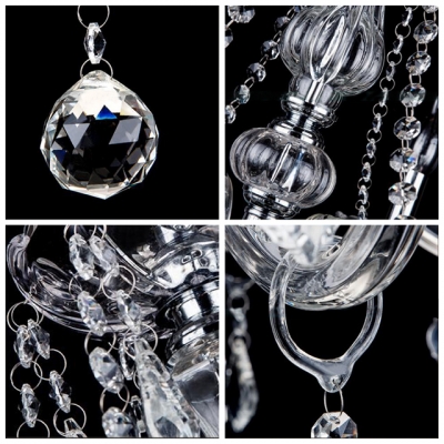 Delicate Crystal Scrolls Stunning Crystal Chains and Ball 6 Candle Lights Chandelier