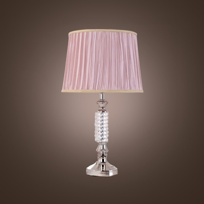 Elegant Pink Pleated Fabric Shade Table Lamp Makes Great Contemporary Piece for Any Living Room