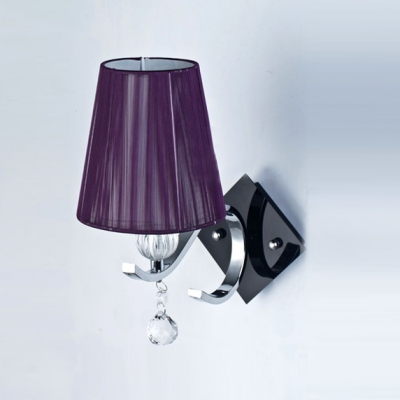 Elegant Purple Empire Shade Add Charm to Delightful Single Light Crystal Accented Modern Wall Sconce