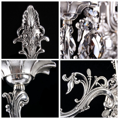 Glamourous Exquisite Clear Crystal Three Light Formed Elegant Wall Sconce