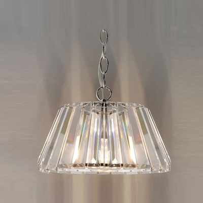 Glittering and Gorgeous Clear Crystal Prisms Drum Shaded Large Pendant Light