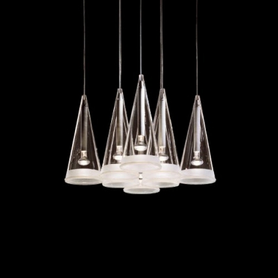 Glittering Clear Glass Cone Designer Eight Lights Multi-Light Pendant Light
