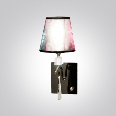 Glittering Crystal Droplets and Bubble Motif Fabric Shade Composed Striking Modern Wall Sconce