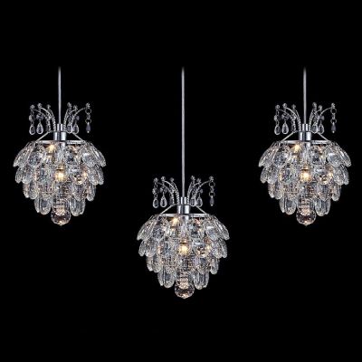 Graceful Three Light Multi-Light Pendant Completed with Dazzling Clear Crystal Beads and Delicate Polished Chrome Finish Frame