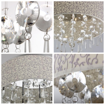 Gracefully Stainless Steel Canopy Clear Crystal Beads and Drops 8-Light Flush Mount