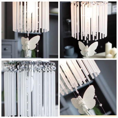 Hanging Lovely Resin Angles Crystal Glass Rods Falling Flush Mount Light Accented by Crystals