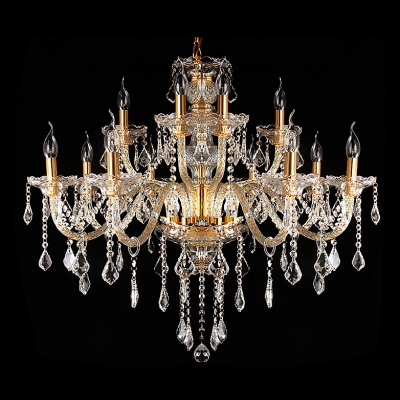 Luminous and Grand Hand-Formed Crystal Arms 12-Light Crystal Chandelier
