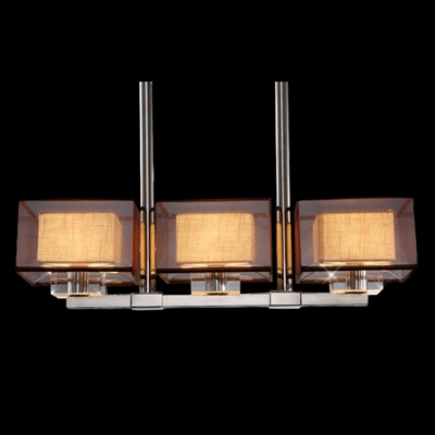 Splendid Three Light Pendant Light Adorned with Black Outer Shades and Clear Crystal Blocks Creating Welcomed Addition