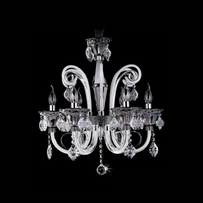 Stunning Crystal Ball and Faceted Crystal Droplets Modern Curved Arms Chandelier