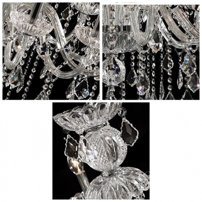 Swirled All-Crystal Arms Bright Clear Crystal Cascades 12-Light Chandelier