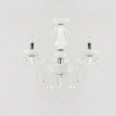 White Chic 3-Light Crystal Chains and Drops Lovely Mini Chandelier