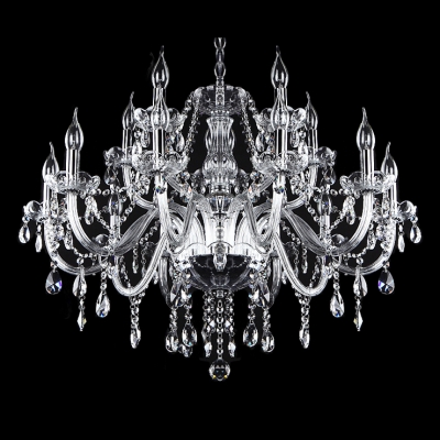 12-Light Purity and Harmony Clear Crystal Chandelier Hanging Plentiful Strands and Drops