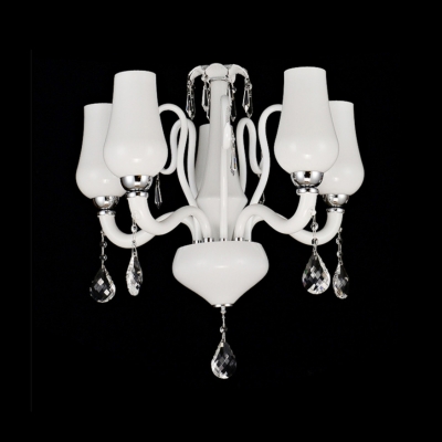 Amazing 24.4“Wide Modern White Glass-crafted Living Room's Chandelier with Five Lights
