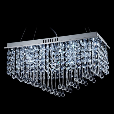 Clear Crystal and Polished Chrome Finish Combine yo Create Glittering Large Contemporary Chandelier Design