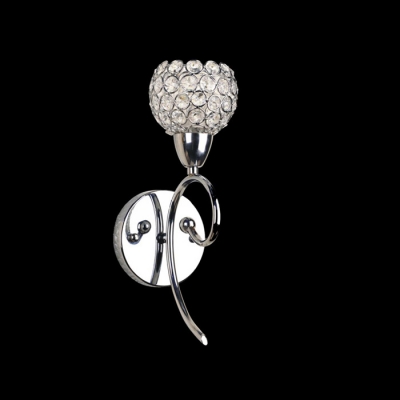 Clear Diamond Crystal and Graceful Scrolls Add Charm to Delightful Single-light Wall Sconce