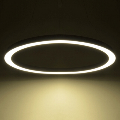 Contemporay Silver Simple LED Round Pendant in One Tier