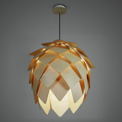 Country Style Wood Pine cone Pendant By Designer Lighting