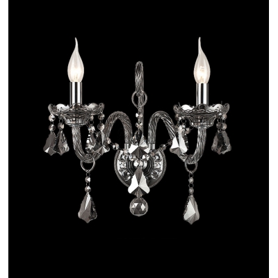 Delicate Glistening Sleek Curved Arm Crystal Wall Light Fixture Offers Elegance Embellishment