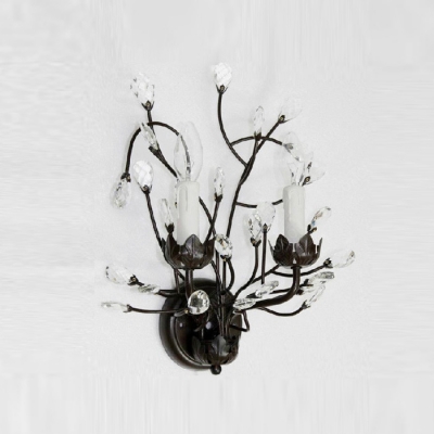 Delicate Stylish Wall Sconce Features Hand-fashioned Crystal Flowers