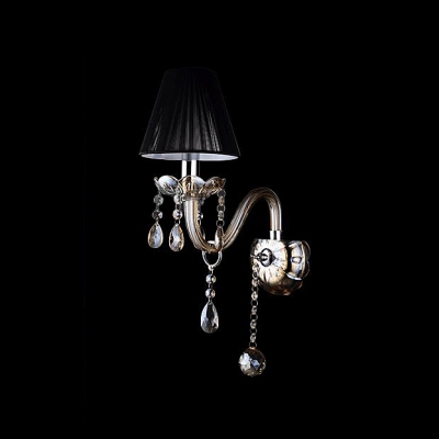 Delicate Wall Plate and Graceful Arm Embellished with Clear Crsytal to Single-light Wall Sconce.