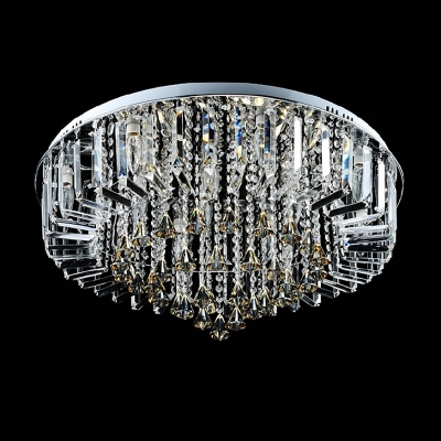 Elegantly Crystal Fringe Flush Mount Hanging Crystal Beads and Amber Diamonds