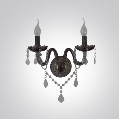 European Style Brilliant Wall Sconce Completed with Graceful Crystal Scrolling Arms and Decorative Detailing