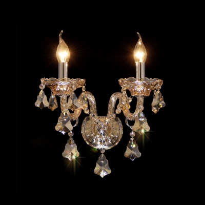 Luxury Champagne Crystal and Brilliant Two Light Formed Spectacular Wall Sconce