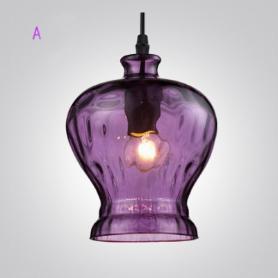 Romantic Purple Colored Glass Industrial Style Pendant Light
