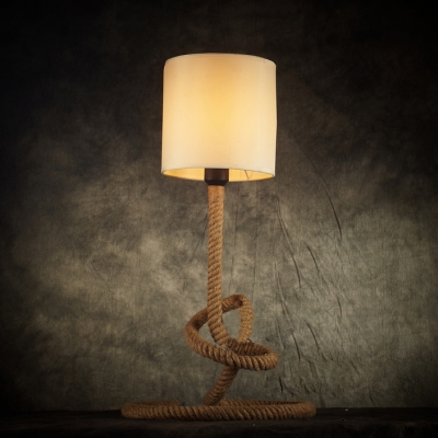 Rope Based Industrial LED Table Lamp with Fabric Shade