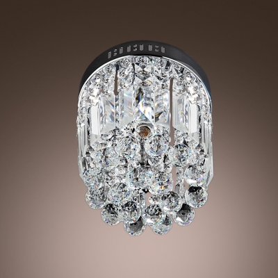 Round Lovely Foyer Light Flush Mount Hanging Small Clear Crystal Globes