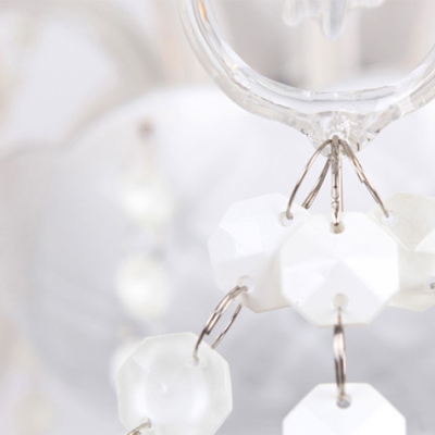 Soft and Chic White Crystal Glass Arms 8-Light White Crystal Chains and Drops Chandelier