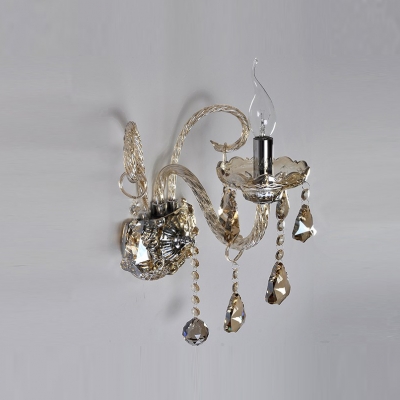 Splendid Candelabra Style Wall Sconce Featured Lead Hand-cut Crystal and Graceful Curving Arms