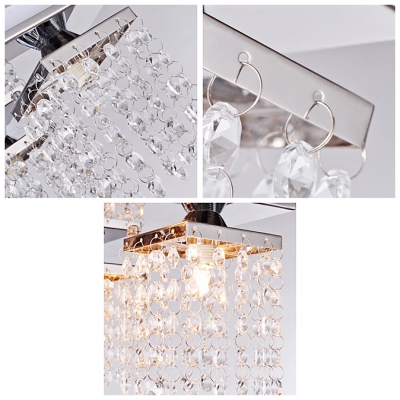 Strings of  Clear Crystals and Sparkling  Chessboard Canopy Add Glamour to Stunning Semi Flush Ceiling Light