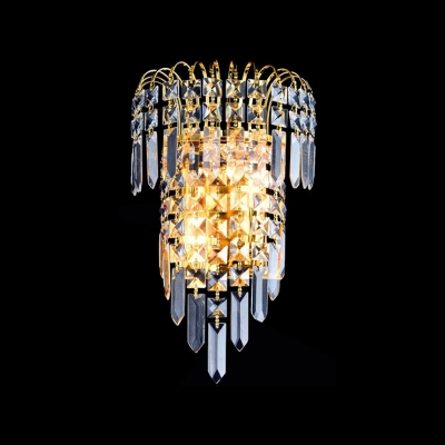 

Stunning Wall Sconce Features Faceted Crystals and Graceful Scrolls, HL360811