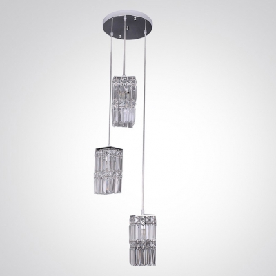 Warm Light and Polished Chrome Canopy Add Charm to Contemporary Rectangular Multi Light Pendant