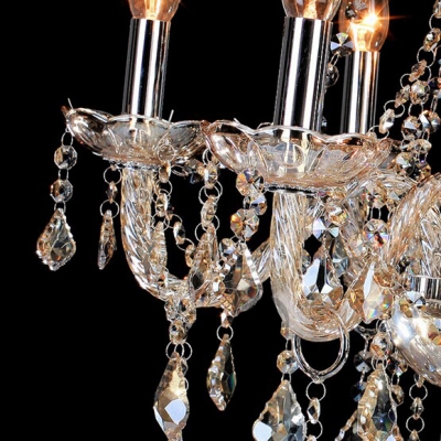 6-Light Shinning Clear Crystal Chains and Drops Candle Light Classic Chandelier