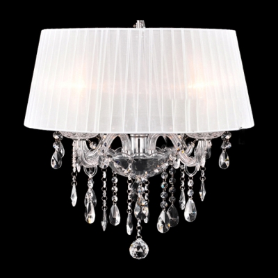 Beautiful and Romantic Cream Colored Shade Clear Crystal Accented Chandelier