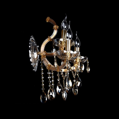 Complement Your Home Decor with Sparkling Wall Sconce with Champagne Crystal and Three Candle-style Lights
