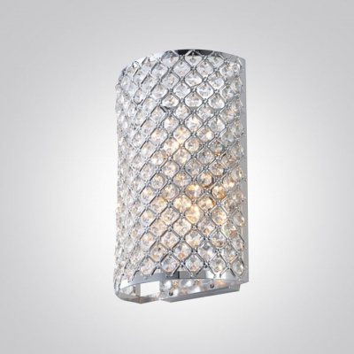 Contemporary Three-light Wall Light Fixture Adorned with Crystal Bead Mounted Polished Chrome Finish Frame Perfect for Living Room