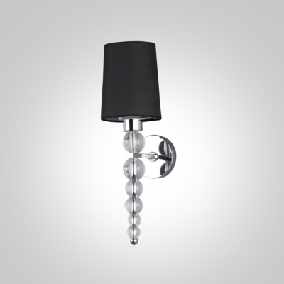 Decorative Crystal Balls Wall Light Sconce Features Black  Hardback with Lined Fabric Shade