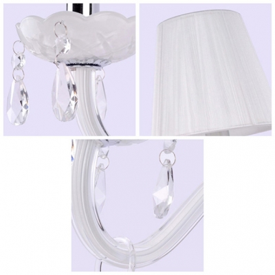 Decorative Single Light Wall Sconces Features Elegant White Finish and Clear Crysral Drops