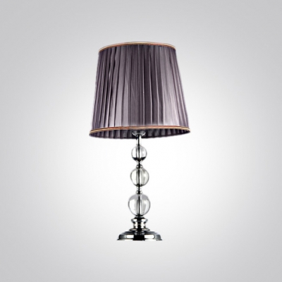 Elegant Table Lamp Features Chic Stacked Crystal Ball and Vibrant Wine Red Lamp Shade