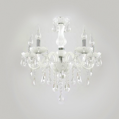 Five Lights Scrolling Glass Arms Chrome Finished Modern Chandelier