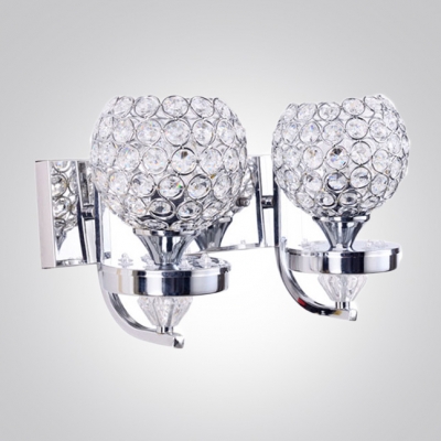Gorgeous Two Lights Crystal Mounted Shade Add Glamour to Sparkling Modern Wall Sconce