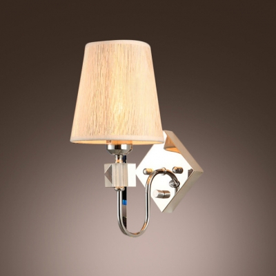 Graceful Scrolls and Beige Fabric Hardback Shade Makes Lustrous Wall Light Sconce