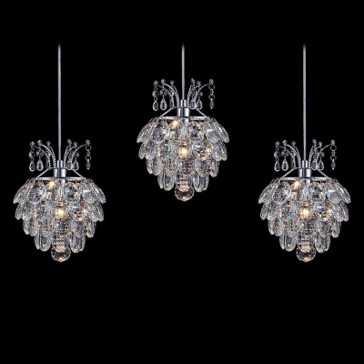 Graceful Three Light Multi-Light Pendant Completed with Dazzling Clear Crystal Beads and Delicate Polished Chrome Finish Frame