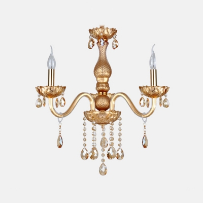 Luxury and Regal Chandelier Completed with Gold Finish and Geaming Crystal Droplets