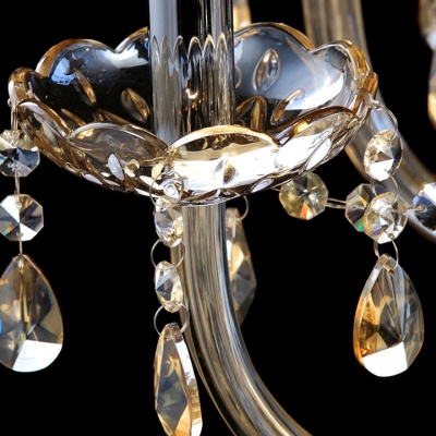 Opulent Strands of Amber Crystal and Droplets 12-Light Elegant Chandelier