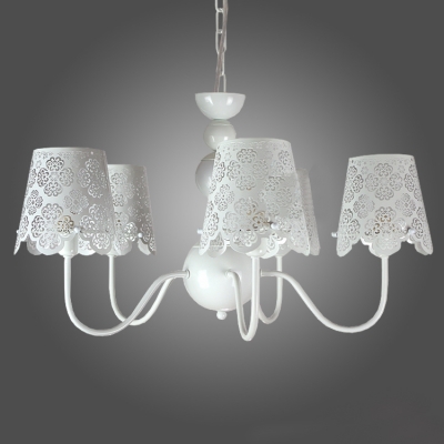 Soft and Romantic White Lacy Designer 5-Light Chandelier