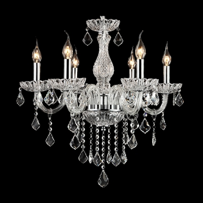 Sumptuous 6-Light Crystal 23.6"Wide Chandelier Lights Draped with Glittering Droplets